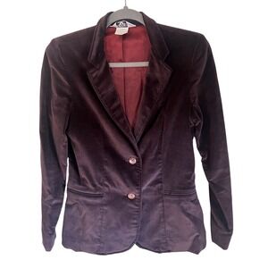 Dimension V VTG 70s‎ Cotton Velvet Blazer Plum Burgundy Dark Academia Jacket 8